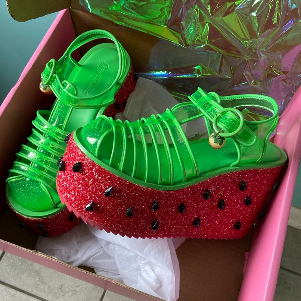 Size 8 Sugar Thrillz Watermelon Platform Jelly Sandals